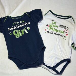 12 & 18M Seattle Seahawks Baby Girl football fan bundle